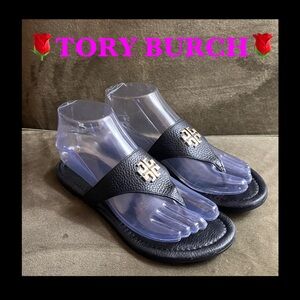 🌹Tory Burch Black Sandals with Gold Tory Burch Logo!